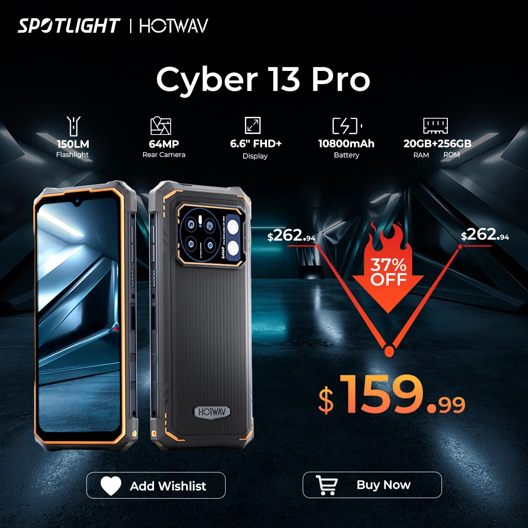 Hotwav Cyber 13 Pro Rugged Smartphone 150lm Lanterna 20gb + 256gb 6,6 ''Fhd